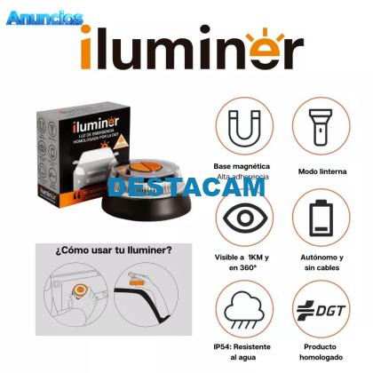 ILUMINER - LUZ DE EMERGENCIA COCHE HOMOLOGADA DGT. BALIZA LUMINOSA V16. SUSTITUYE A LOS TRIáNGULOS