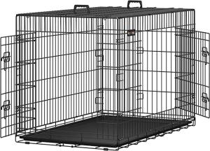 FEANDREA JAULA PARA PERROS PLEGABLE CON 2 PUERTAS, BANDEJA EXTRAíBLE, 122 X 74,5 X 80,5 CM,